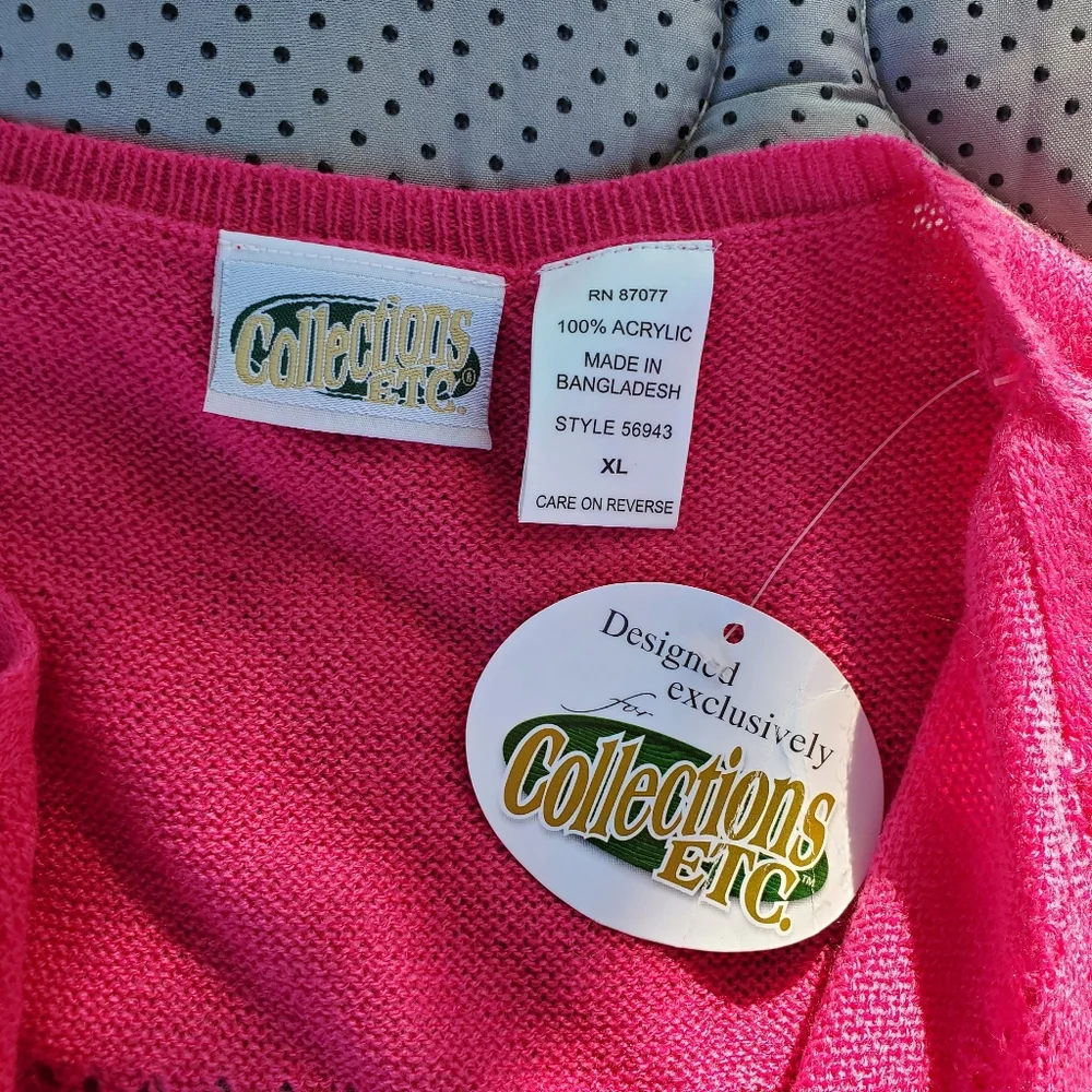 Collection's E.T.C. Pink Women's Open Sweater (Size XL) - Picture 2 of 11